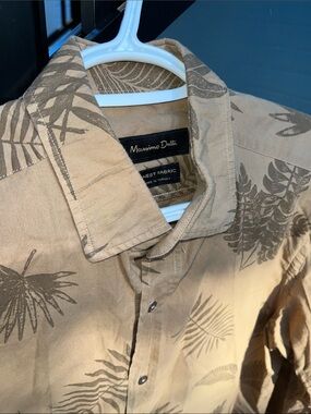 Massimo Dutti Tan Botanical-Print Lightweight Long Sleeve Shirt {PtP=21}